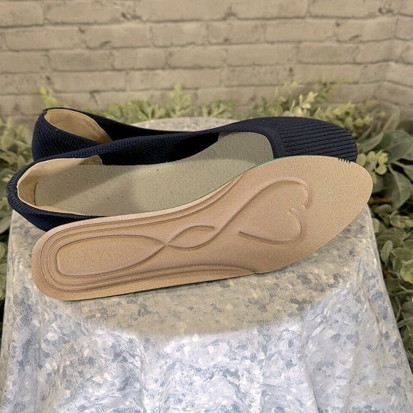 Navy Blue Round Toe Ribbed Stretch Knit Flex Comfort Flats - WMS 8M💙Like New💙 - Picture 8 of 10